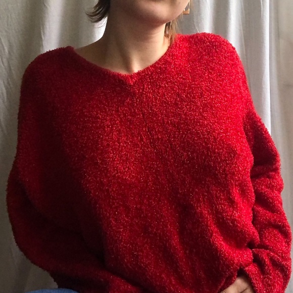 Red Fuzzy Sweater - Picture 1 of 3